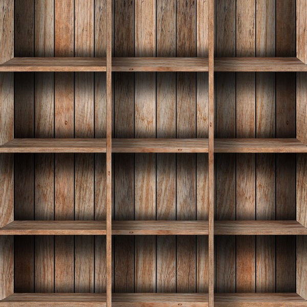 Empty wood shelf