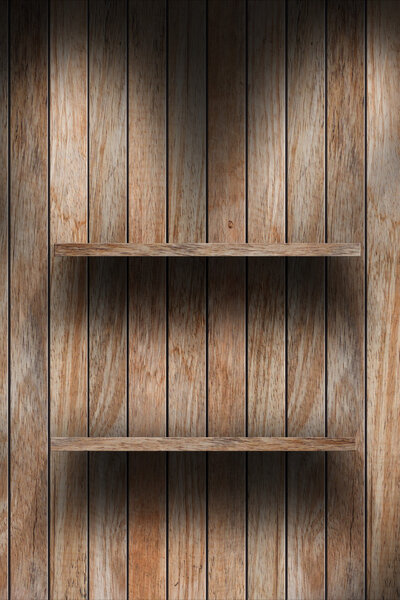 Empty wood shelf