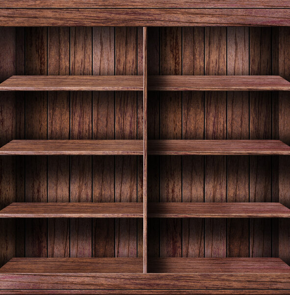 Empty wood shelf
