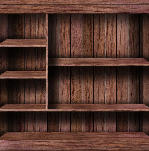 Puste półki drewniane — Zdjęcie stockowe