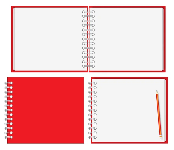 Caderno vermelho e lápis — Fotografia de Stock