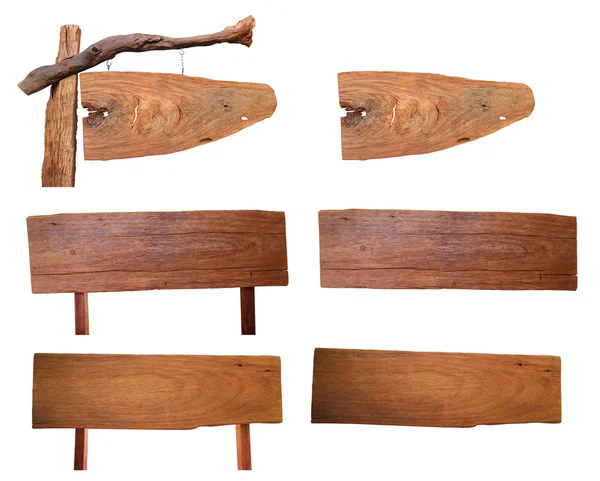 Dřevo znamení izolovaných na pozadí, s objekty s ořezovou pat — Stock fotografie