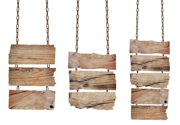 Sinal de madeira com corrente — Fotografia de Stock