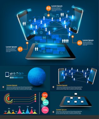 Modern infographics iş teknoloji iletişim