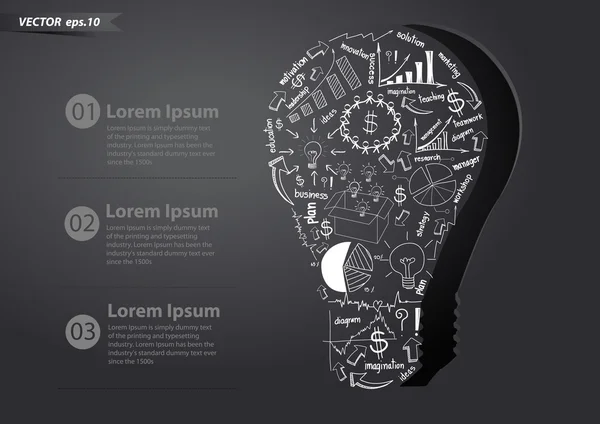 Zeichnung Geschäftsstrategie Plan Konzept Idee in kreative Glühbirne, Vektorillustration modernes Template-Design — Stockvektor