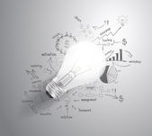 Light bulb with drawing business success strategy plan idea