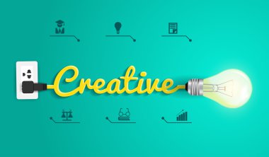 Vector creative concept with light bulb idea clipart