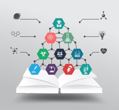 vektör kitap simgesi eğitim kavramı kimya ve bilim ile