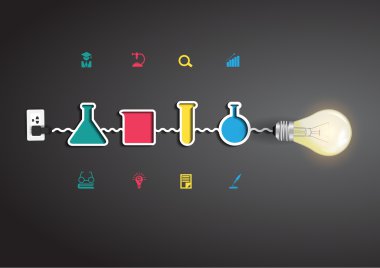 Vector creative light bulb idea with chemistry and science icon