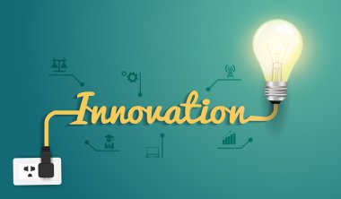 Vector innovation concept with creative light bulb idea clipart