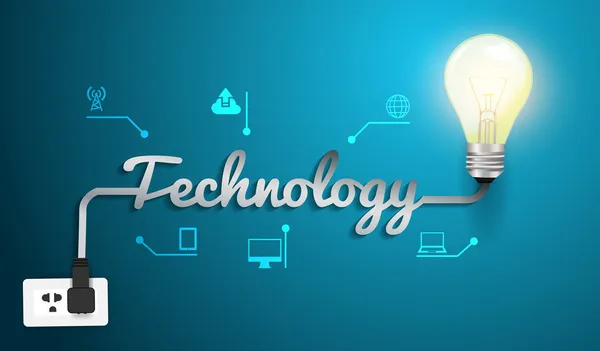 Concepto de tecnología vectorial con idea de bombilla creativa — Archivo Imágenes Vectoriales