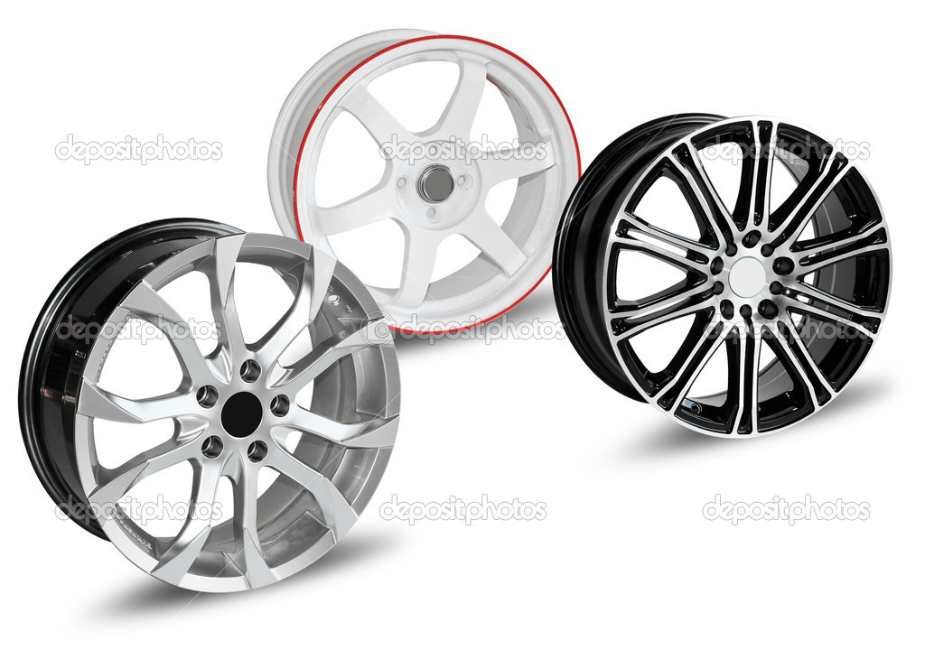 Steel alloy car disks isolated on white background