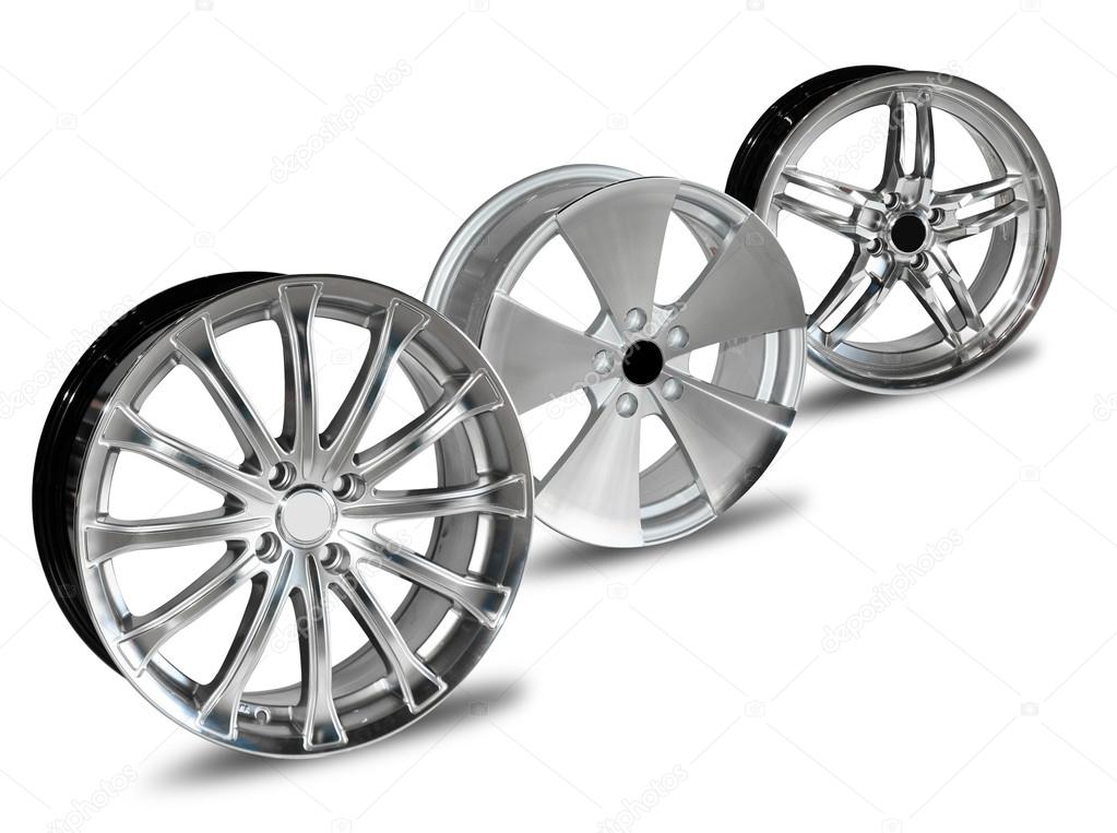 Steel alloy car disks isolated on white background