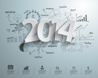 yaratıcı çizim iş başarısı ile 2014 metin tasarımı ile beyaz Etiketler