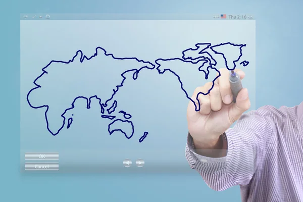 Empresário desenhando um mapa — Fotografia de Stock