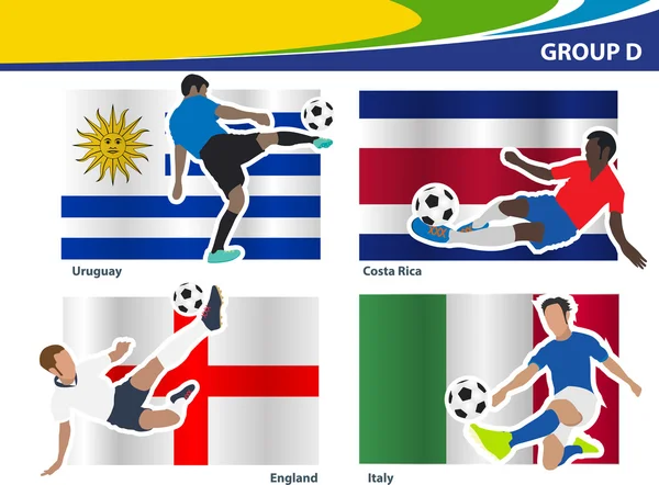 Piłka nożna Piłkarze, Brazylia 2014 grupa d wektorowych ilustracji — Wektor stockowy