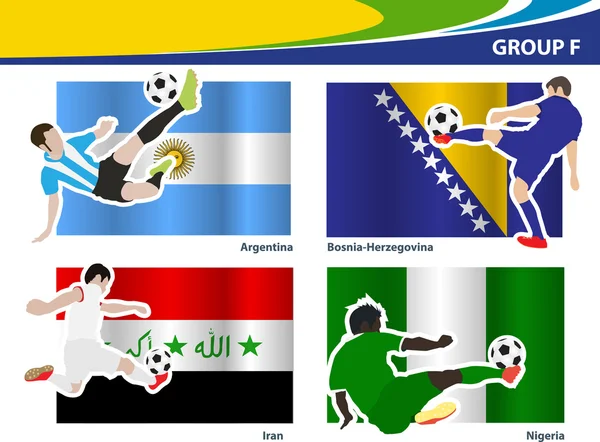 Futbol futbolcular, Brezilya 2014 grup f vektör çizim — Stok Vektör