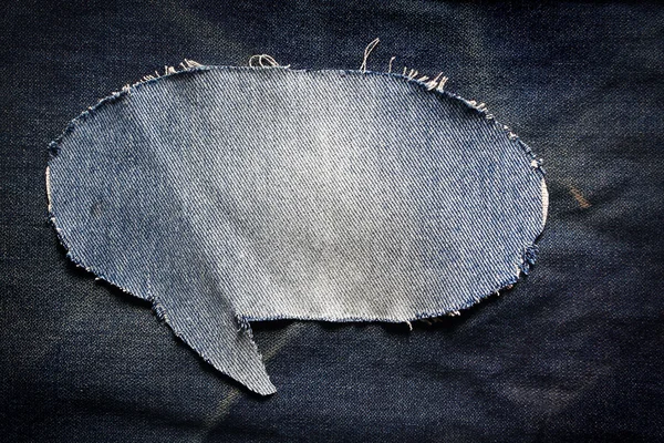 Speech Bubble made of blue jeans — Stock Photo, Image