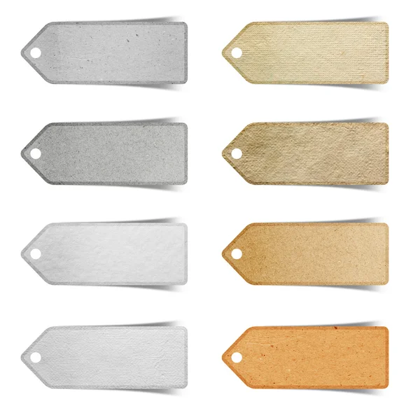 Tag papel artesanato varas no fundo branco — Fotografia de Stock