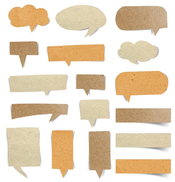 Brown Paper speech bubbles stick on white background — Stock Photo, Image