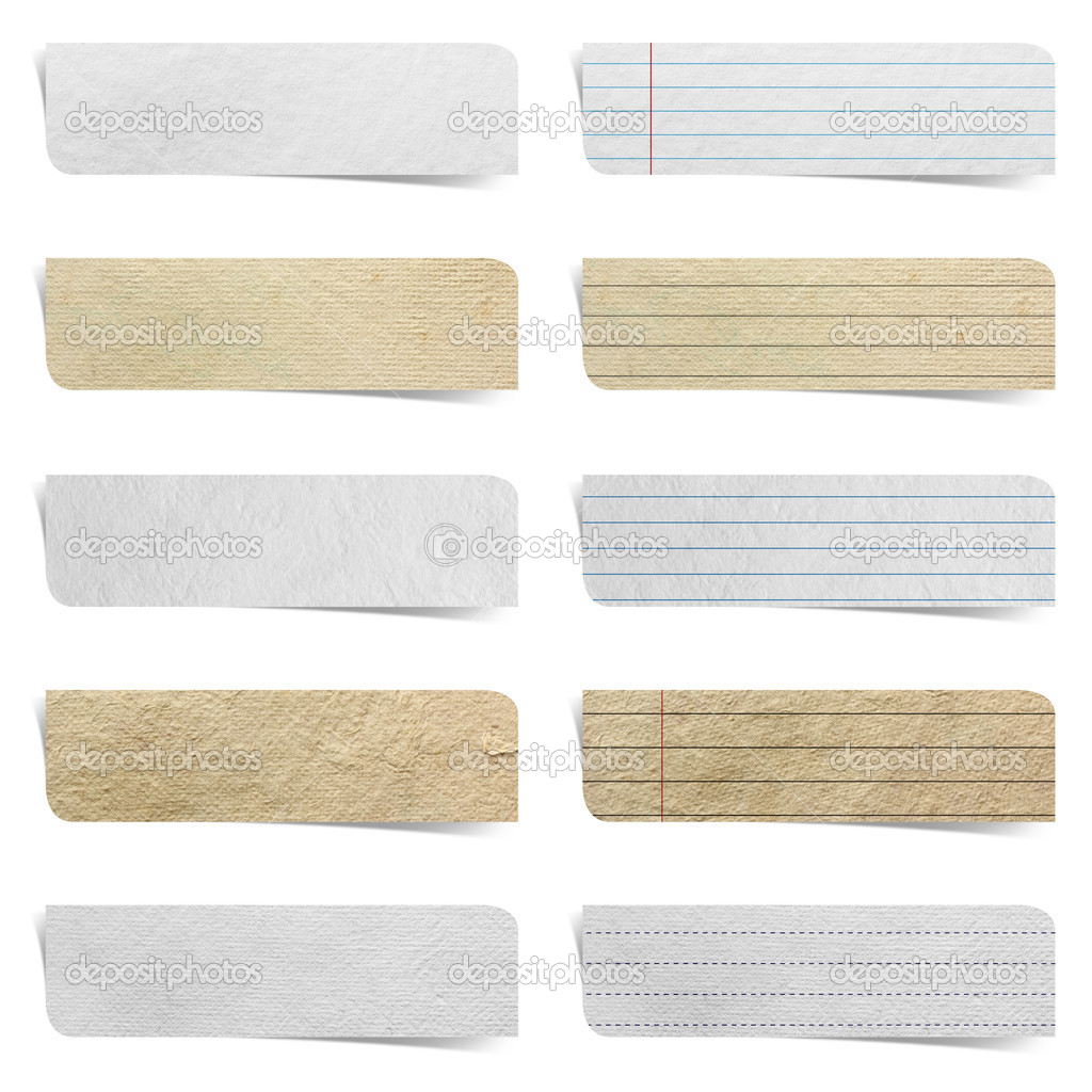Textures paper sticks on white background