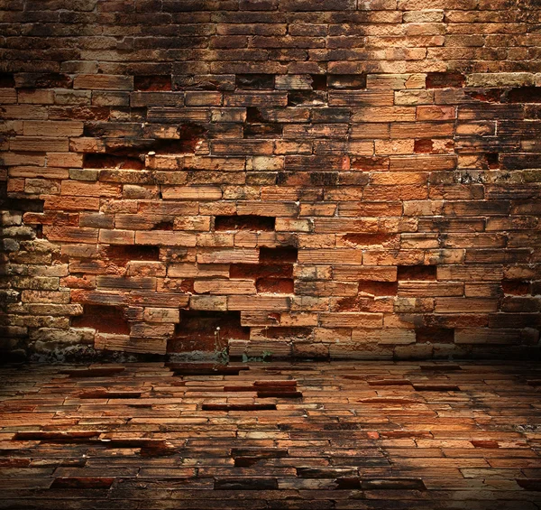 Vecchia camera con muro di mattoni — Foto Stock