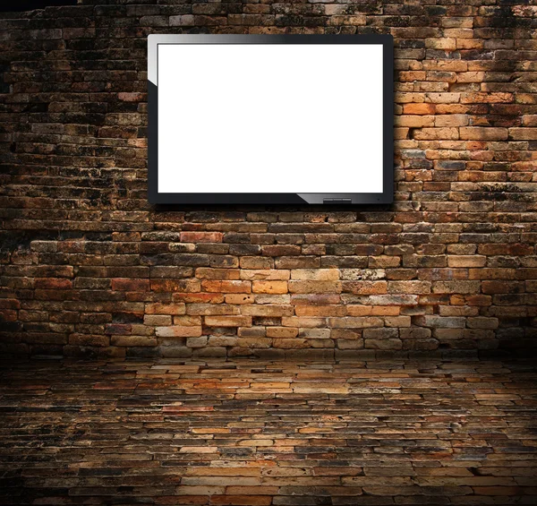 Tv in the brick wall room — Stock Photo, Image