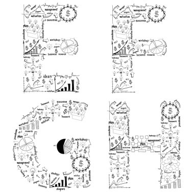 çizim iş strateji planı kavramı fikri alfabesi harfleri e f g h