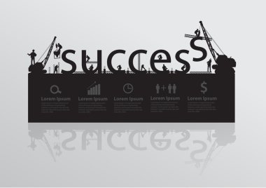 Construction site crane building success text idea concept clipart