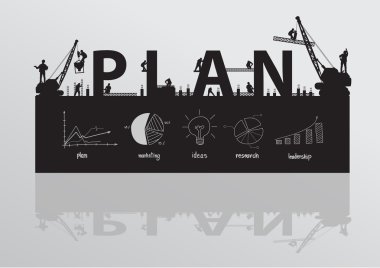 Construction site crane building plan text idea concept