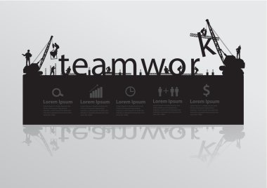 Construction site crane building teamwork text idea concept clipart