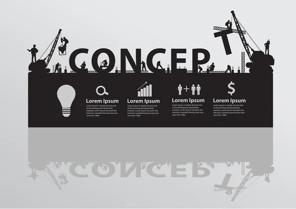Construction site crane building concept text — Stock Vector