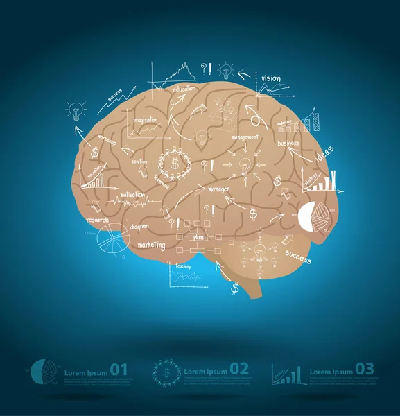 Cerveau créatif avec dessin plan de stratégie d'entreprise idée de concept — Image vectorielle