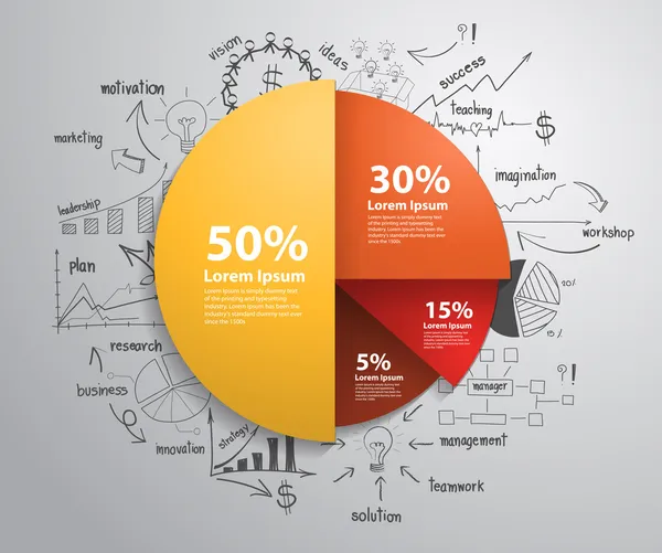 Biznesu infografiki koło z rysunku koncepcji pomysł na biznes sukces strategii planu — Wektor stockowy