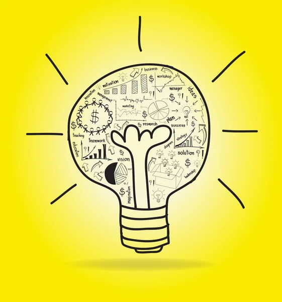 矢量灯泡用绘图业务战略计划的概念构想 — 图库矢量图片