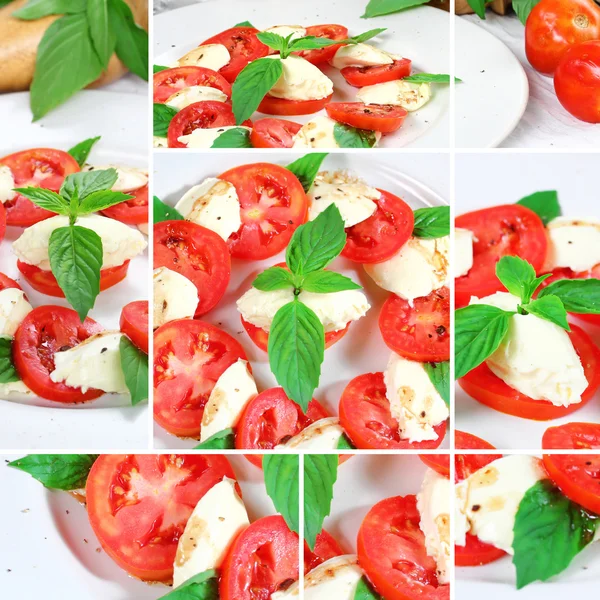 Tomaten-Basilikum-Mozzarella-Salat — Stockfoto