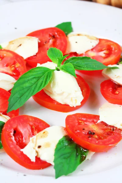 Tomaten-Basilikum-Mozzarella-Salat — Stockfoto