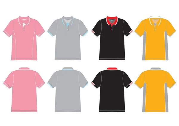 Camiseta polo delantero y trasero, diseño vectorial — Vector de stock