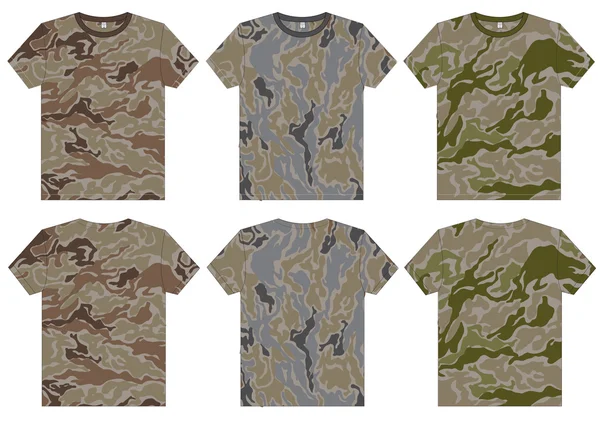 Camisas Militares Masculinas vista frontal e traseira — Vetor de Stock