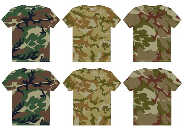 Camisas Militares Hombres vista frontal y trasera — Vector de stock
