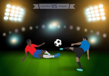 topa vurmak için iki futbol oyuncu olarak atlama