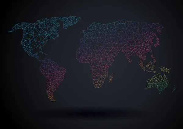 Mapa del mundo vectorial espectro de luz poligonal moderno diseño de plantilla — Vector de stock