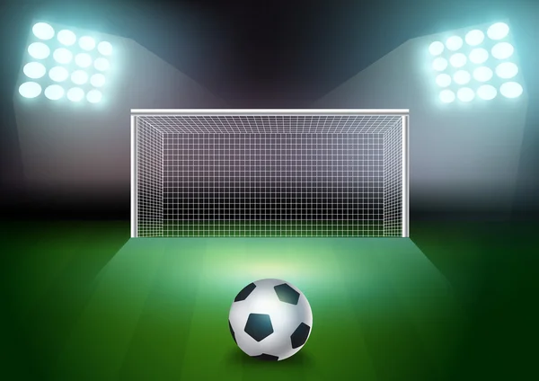 Ballon de football sur le terrain vert — Image vectorielle