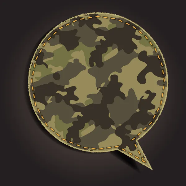 Speech bubble of camouflage fabric pattern shape — Stock Vector