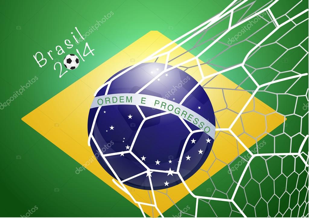 ブラジルの国旗とネットでサッカー ボール ストックベクター C Koydesign