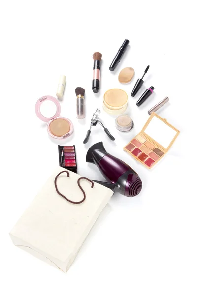 Shopping bag with cosmetics set — Stock Photo, Image