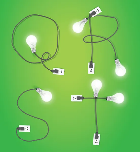 Kreativa light bulb idé alfabetet design — Stock vektor