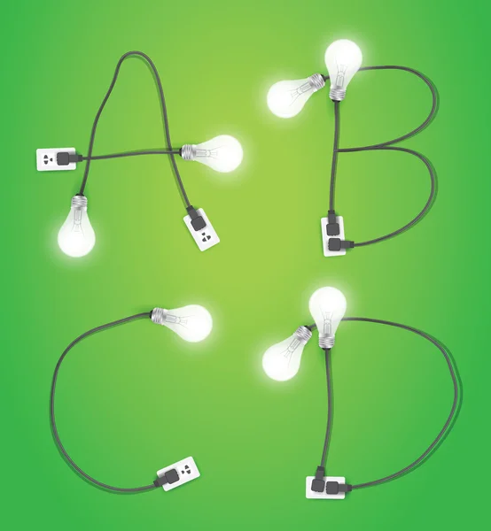 Kreative Glühbirne Idee Alphabet-Design — Stockvektor