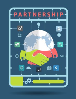 Ortaklık fikir kavramı ile iş ikonları/simgeleri