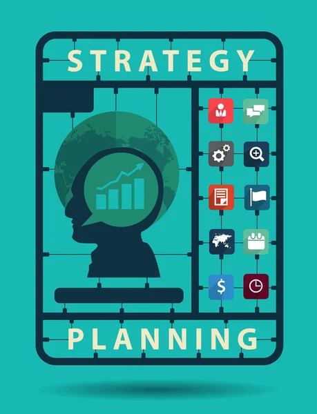 Conceito de ideia de planejamento estratégico com ícones planos de negócios — Vetor de Stock